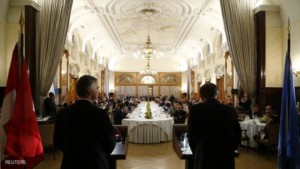 U.N. Secretary-General Ban Ki-moon and Swiss President Didier Burkhalter give speeches before lunch during a break in the Geneva-2 peace talks in Montreux 1 534281