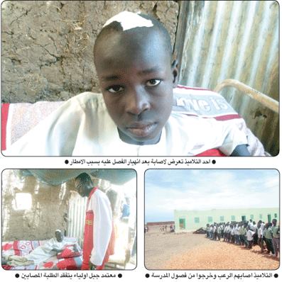 انهيار فصل على التلاميذ بدار السلام بجبل أولياء اثر هطول الأمطار والرياح العاتية مدرسة