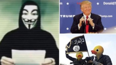 "هاكرز أنونيموس" تغلق موقع "ترامب" بعد آرائه العنصرية تجاه المسلمين ترامب انومينوس