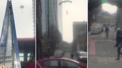 شاهد بالفيديو.. مجهول يقفز بمظلة من أعلى برج بأوروبا و"يختفي" 33537