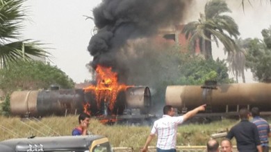 ارتفاع درجة الحرارة تتسبب في حريق قطار وقود بالمنيا حريق قطار - ارتفاع درجة الحرارة تتسبب في حريق قطار وقود بالمنيا