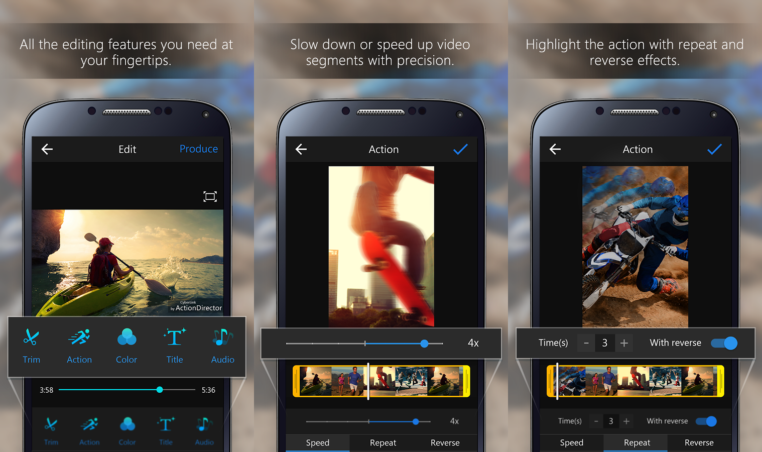 أفضل برنامج مونتاج للفيديو عبر الهاتف ..سارع بالتحميل ActionDirector 1