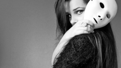 19160 girl with a white mask 1366x768 photography wallpaper