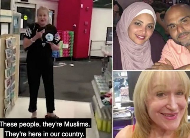شاهد امرأة توجه الشتائم لزوجين مسلمين وتبصق عليهما داخل متجر بأمريكا.. وردة فعل مفاجأة منهما بعد القبض عليها عنصرية1