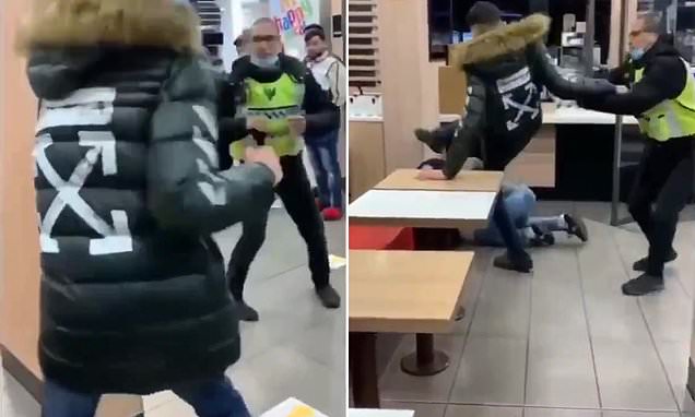 شاهد مشاجرة عنيفة بين زبائن داخل مطعم ماكدونالدز بلندن مشاجرة
