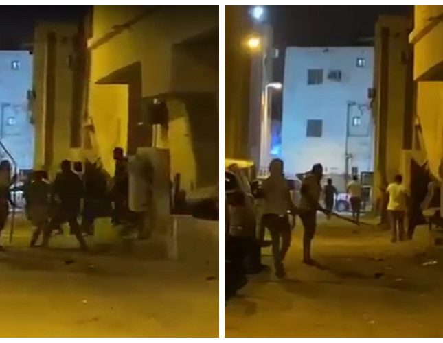 شاهد إثيوبيون يحاولون اقتحام منزل في حي الروابي بجدة بالسواطير والعصي اقتحام منزل