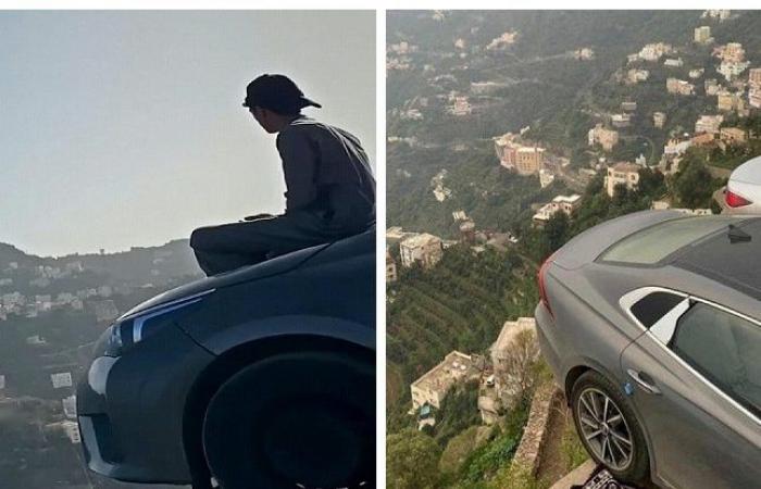 لقطات تحبس الأنفاس.. شاهد بالصور والفيديو: شبان يستعرضون مهاراتهم العالية ويقفون على حافة مرتفعات فيفاء بمركباتهم حافة مرتفعات