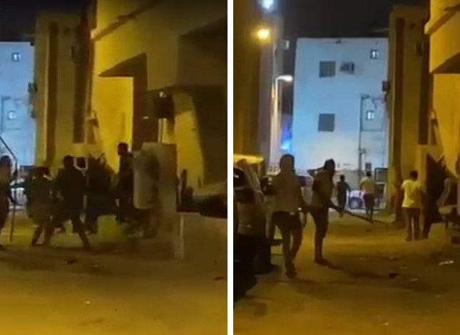 شاهد إثيوبيون يحاولون اقتحام منزل في حي الروابي بجدة بالسواطير والعصي اقتحام منزل