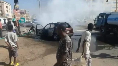 احتراق عربة عربية