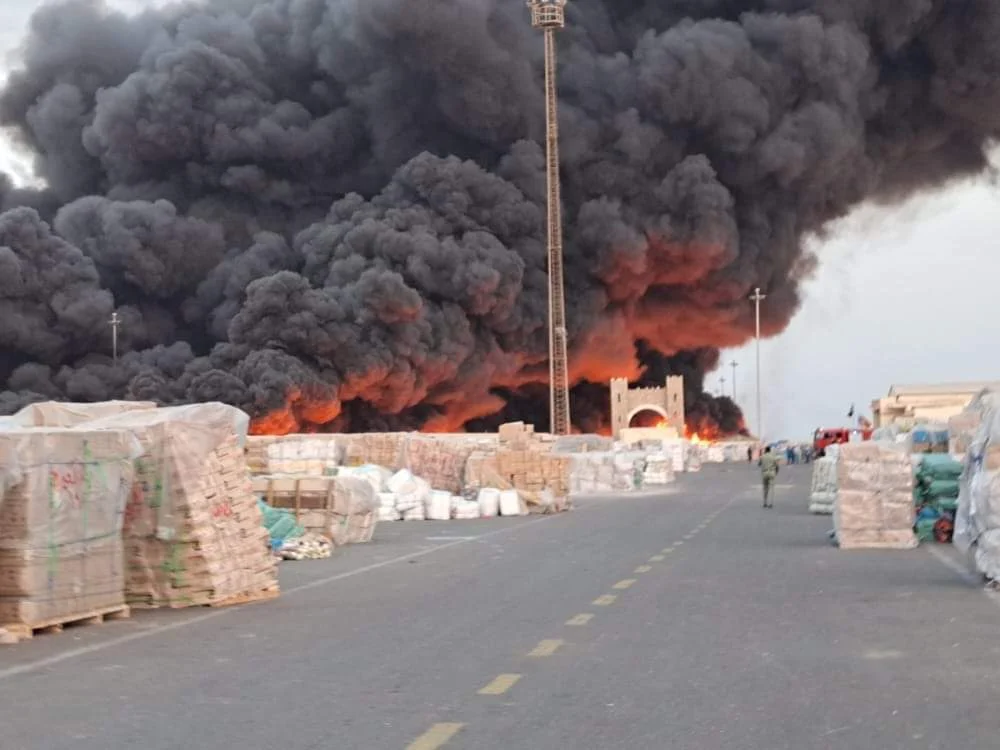 حريق ميناء سواكن