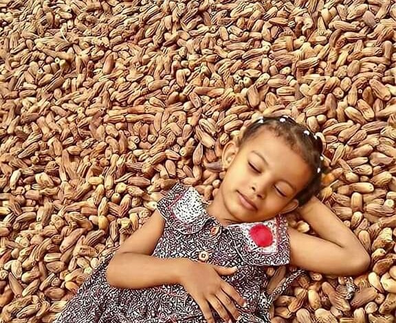 عسل فوق تمر .. صورة رائعة لطفلة تنال آلاف التعليقات في وسائل التواصل الاجتماعي بلح