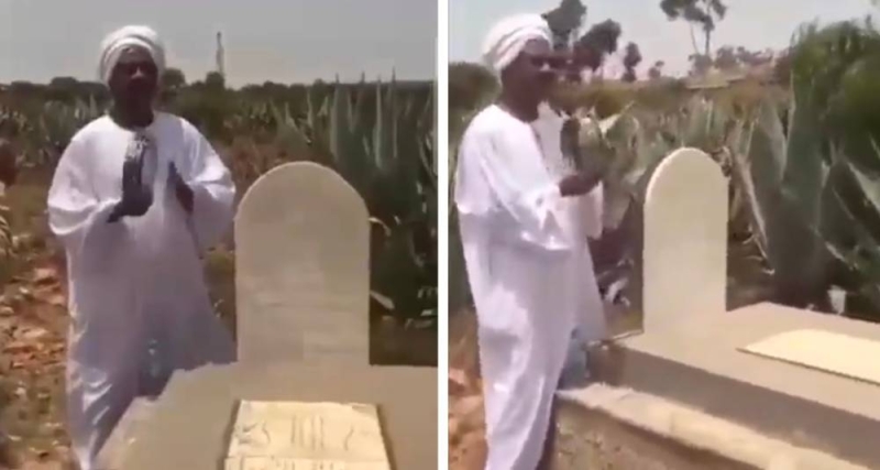 سوداني يغني على قبر