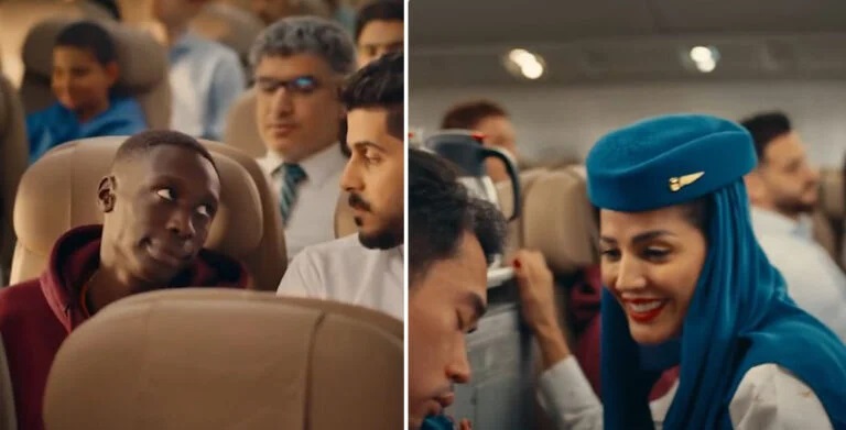 قبل حذفه واستبداله بآخر.. شاهد الخطوط السعودية تشعل ضجة بإعلان مع المشهور السنغالي خابي لام اعلان السعودية