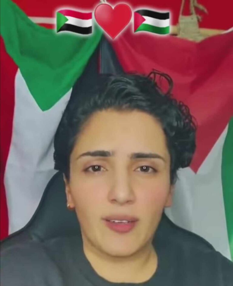 شاهد بالصورة والفيديو.. حسناء فلسطينية تعلن مساندتها للسودان بكلمات مؤثرة: (جمعتنا أعلامنا بنفس الشكل واختلفت فقط بترتيب الألوان بالله عليكم لا تنسوا ما تعانيه السودان) 410713791 393686423110798 7645671150414944377 n 768x942 1