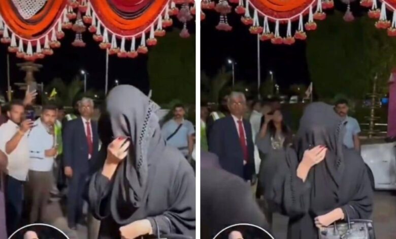 شاهد.. امرأة خليجية ترتدي العباءة وغطاء الوجه تحضر احتفالات زواج ابن أغنى رجل في الهند وتثير تفاعلا واسعا تنزيل 89