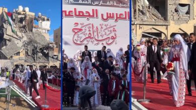 زواج جماعي - وسط الركام… زفاف جماعي لـ54 زوجًا في غزة