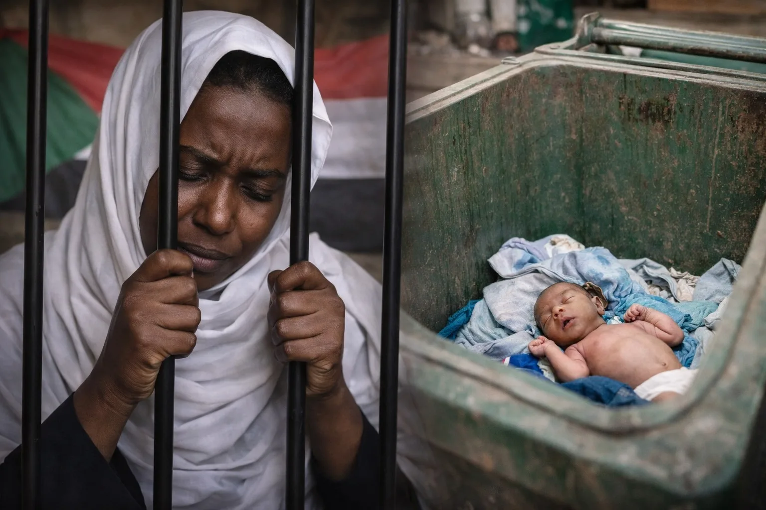 سودانية رضيعها