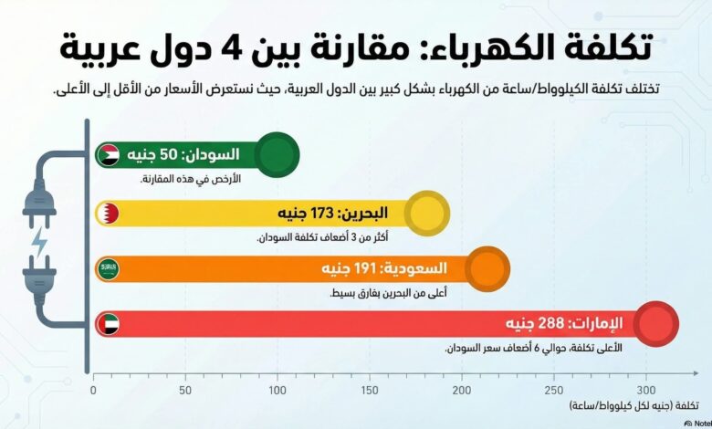 المقارنة السعرية .. تكلفة الكهرباء مقارنة بين 4 دول عربية صورة رمزية لتكلفة الكهرباء