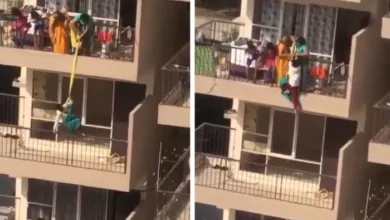 مغامرة خطيرة في الهند.. أم تُنزل طفلها بحبل من الطابق العاشر والسبب صادم مغامرة خطيرة