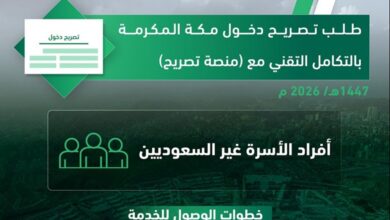 صورة توضيحية لتصريح دخول مكة لغير السعوديين