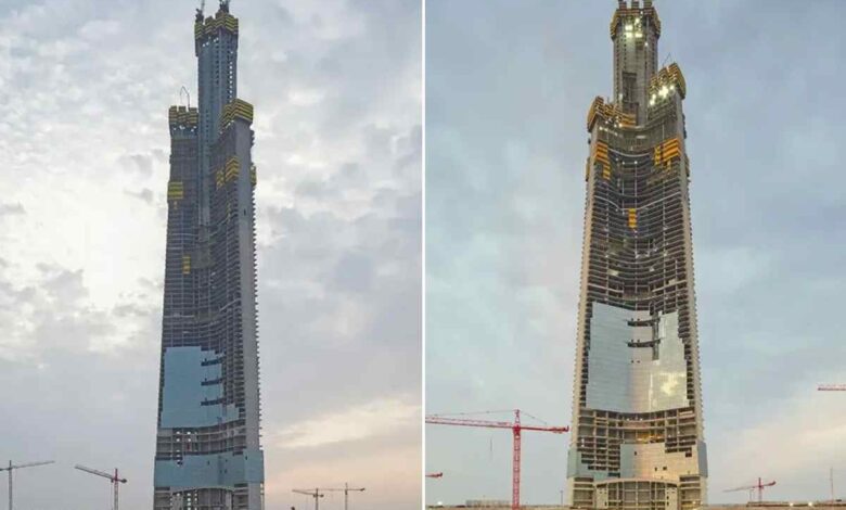 طابق كل 5 أيام.. برج جدة يتجاوز 100 طابق في سباق نحو أطول مبنى بالعالم برج جدة قيد الإنشاء