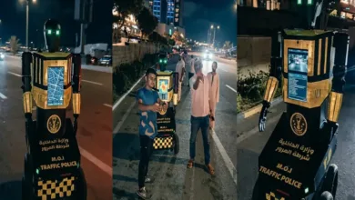 "رجل المرور الآلي" يصل مصر.. روبوت يتحدث مع المواطنين ويحل الازدحام رجل مرور الي