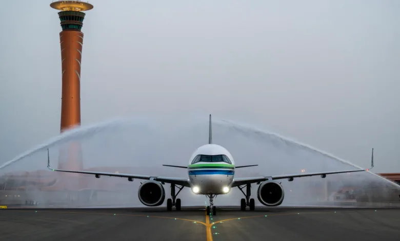 لحظة تاريخية في جدة.. وصول أول طائرة A321XLR إلى المملكة طائرة